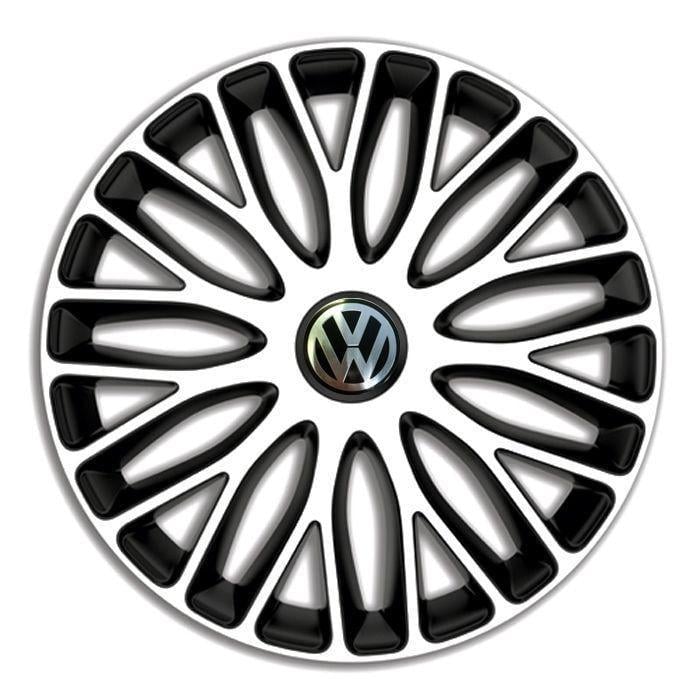 Колпаки для колес 4 Racing Mugello R16 c логотипом Volkswagen 4 шт. White/Black