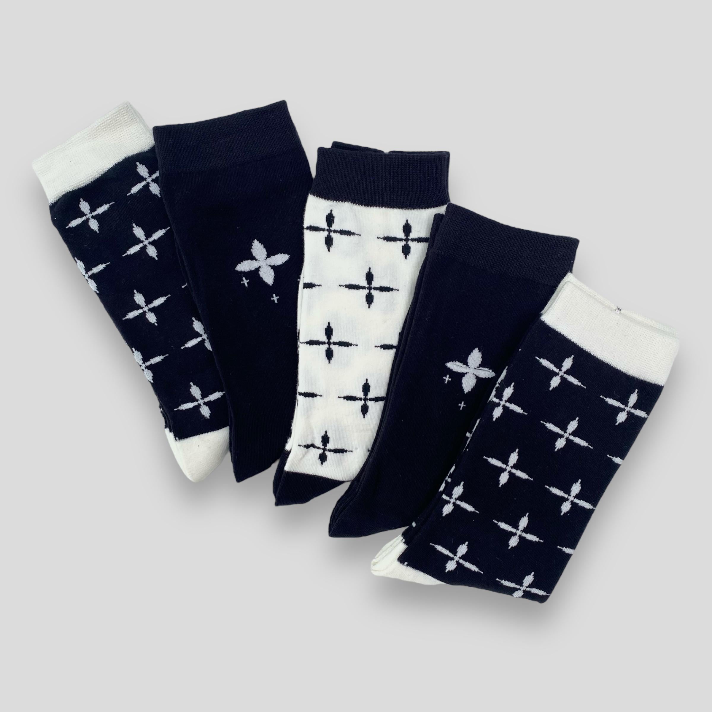 Носки женские высокие 5 пар р. 36-41 Черно-белый (I6-JBY617/5p)