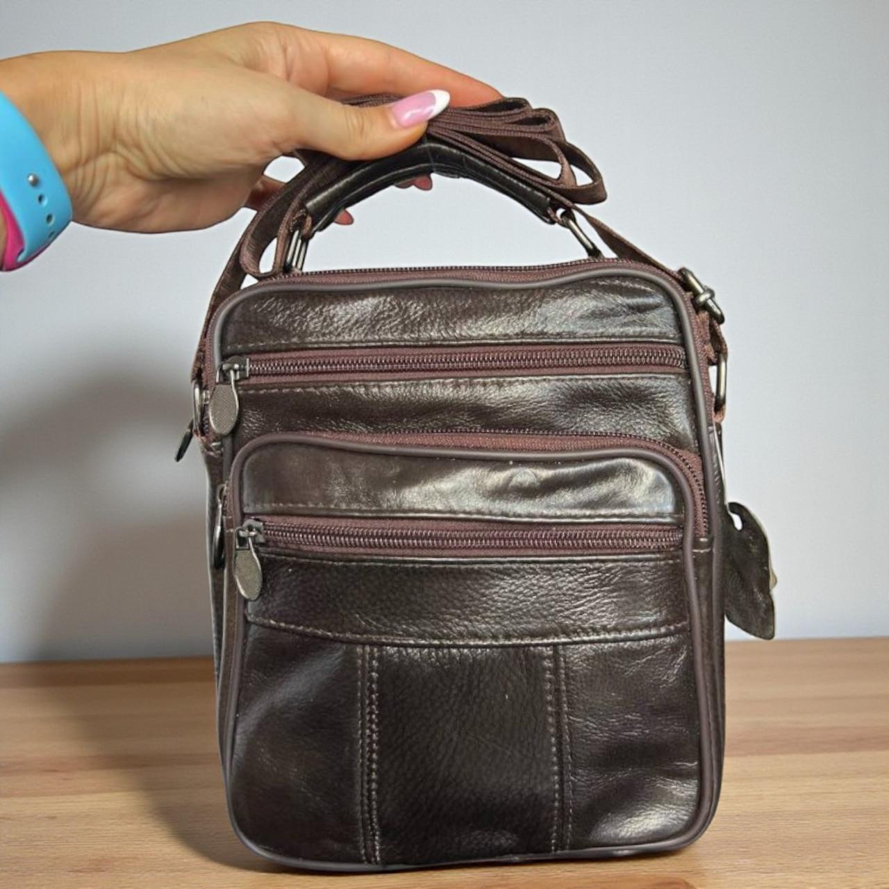 Сумка месенджер мужская кожаная через плечо из натуральной кожи 23х19х9 см Коричневый (2732414513) - фото 2 Сумка месенджер мужская кожаная через плечо из натуральной кожи 23х19х9 см Коричневый (2732414513) - фото 2