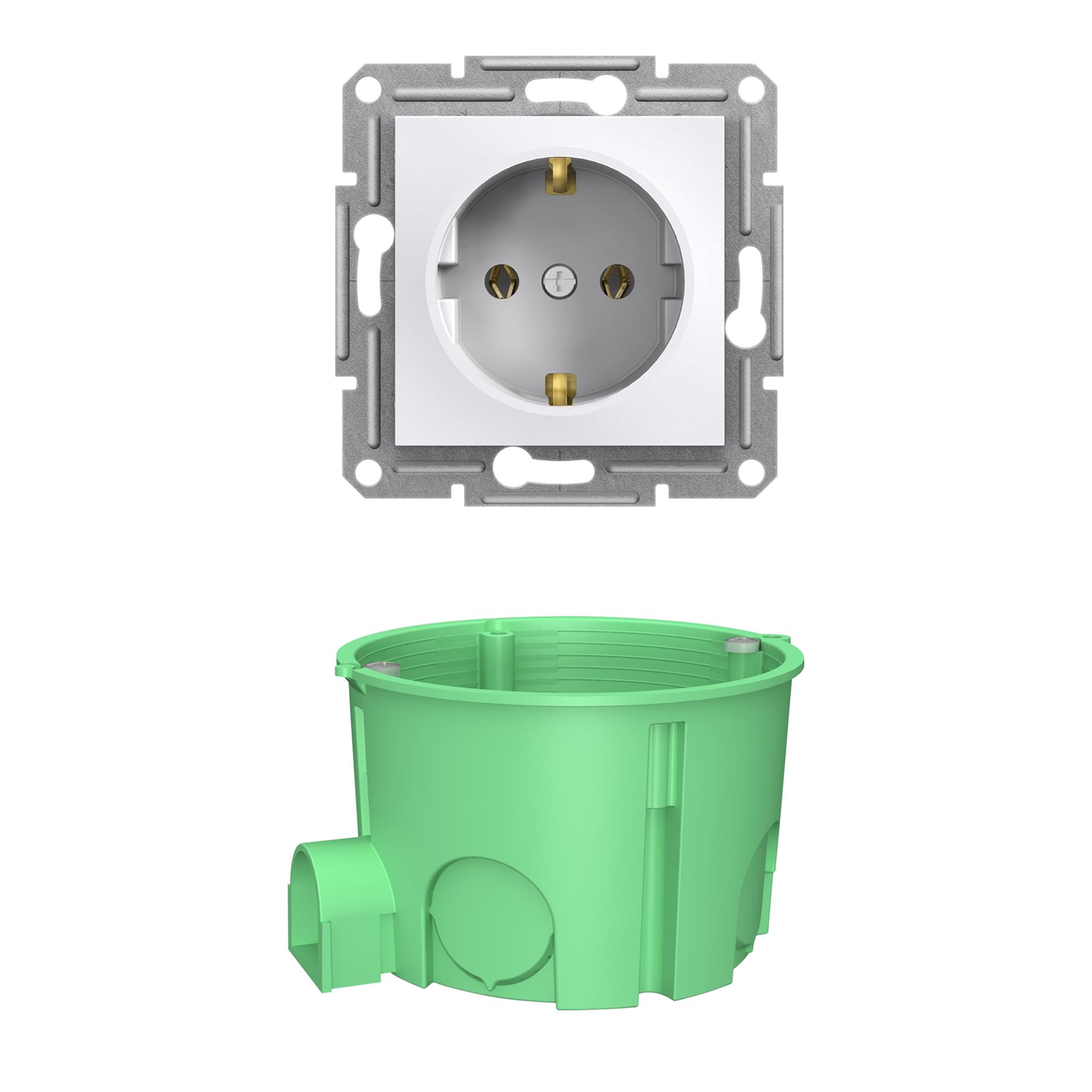 Розетка Schneider Electric Asfora EPH2970121 без рамки з коробкою для бетону з шурупами MB001 PLANK231342 Білий (231342)