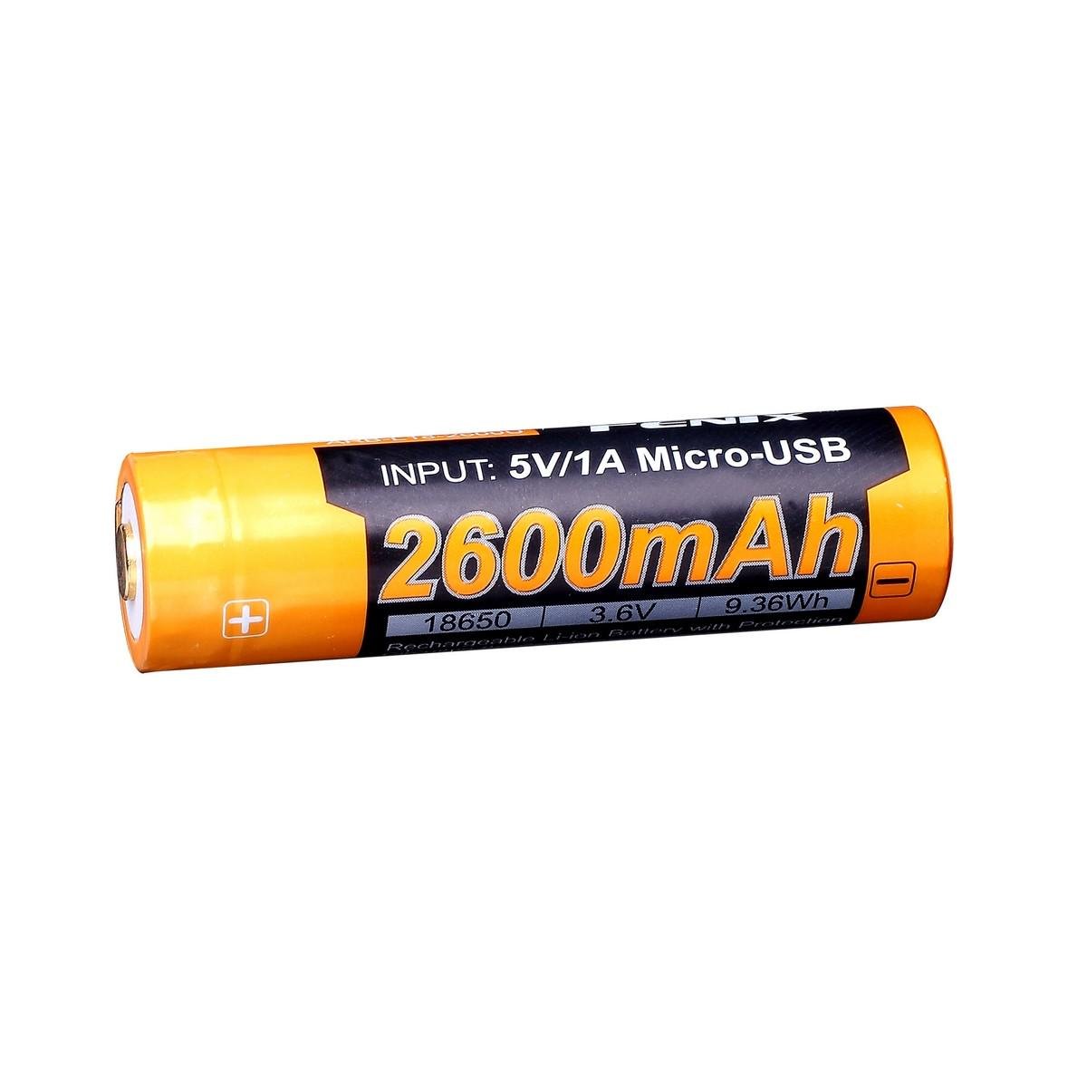 Акумулятор Li-Ion 18650 2600 mAh 3.6V USB Fenix ARB-L18-2600U (30241343)