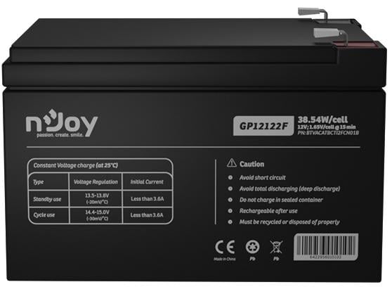 Акумуляторна батарея nJoy SLA 12V 12 Ah F2 Black (GP12122F)