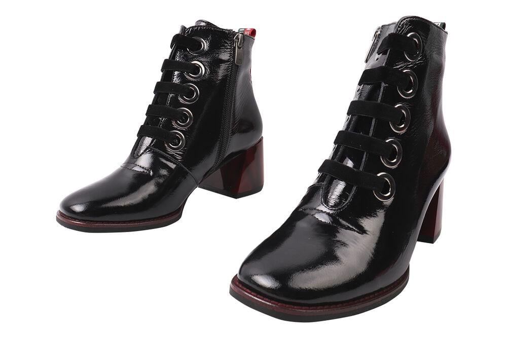 Ботильйони жіночі Guero з лакованої шкіри на великому підборі р. 34 Чорний (328-9/20DH) - фото 5 Ботильйони жіночі Guero з лакованої шкіри на великому підборі р. 34 Чорний (328-9/20DH) - фото 5