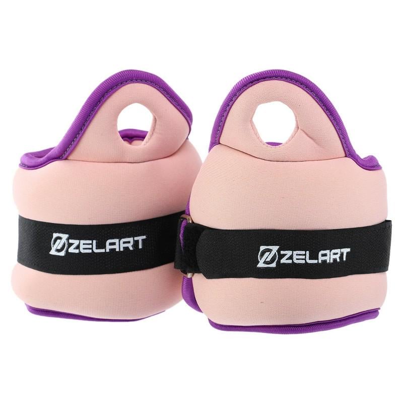 Обтяжувачі-манжети для рук Zelart Pro 2х1 кг Рожевий/Фіолетовий (FI-1965-2_Розовый-фиолетовый) - фото 7