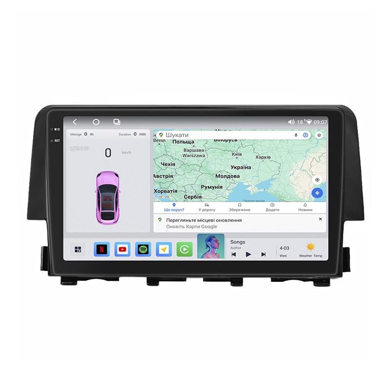 Автомагнитола штатная Lesko QLED CarPlay/4G/Wi-Fi/GPS/360° для Honda Civic X 2015-2021 4/64Gb 9" (2351488427)