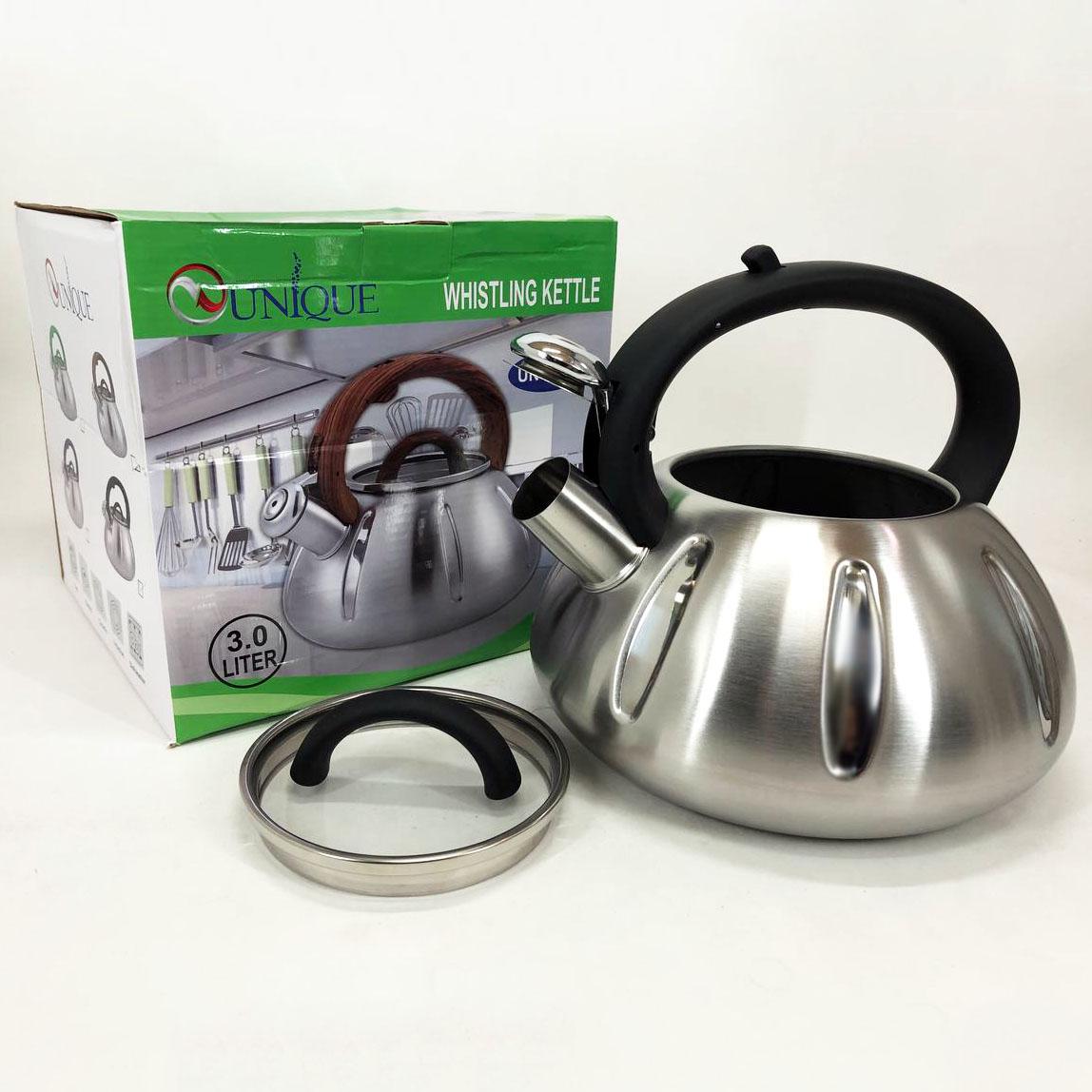 Чайник со свистком Unique 3 л Черный (UN-5303) - фото 4