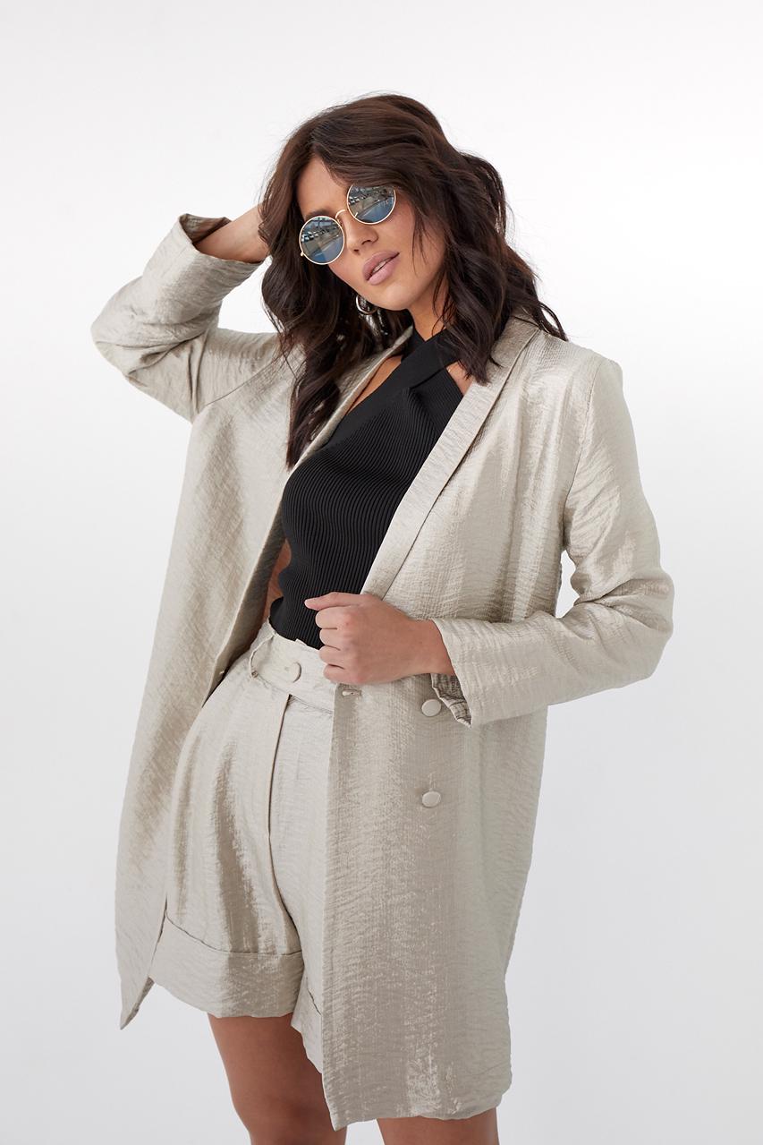 Платье-пиджак с отложным воротником Quzu L Бежевый (9527951)