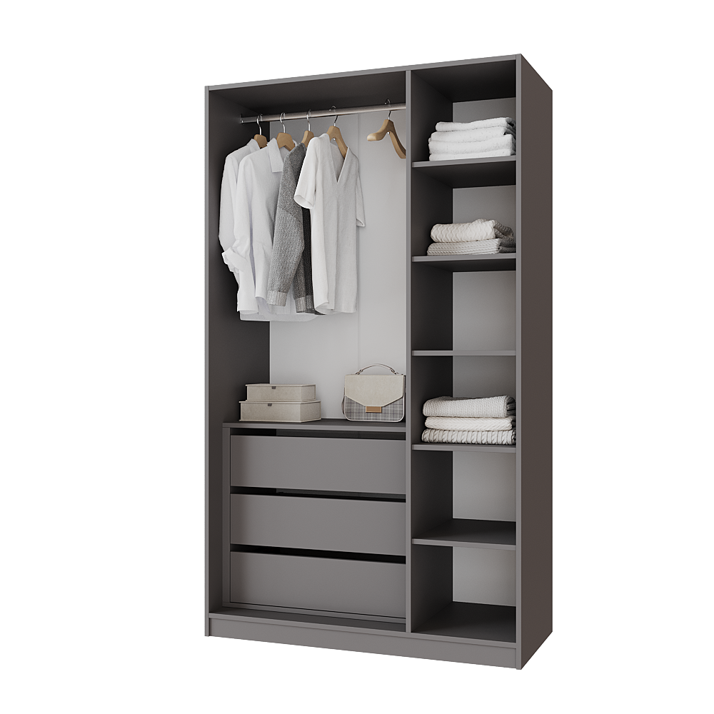 Шкаф распашной с тумбой Меблітренд Чиназес Чит-1200 1200х500х2050 мм Графитовый/Белый (27284141) - фото 2