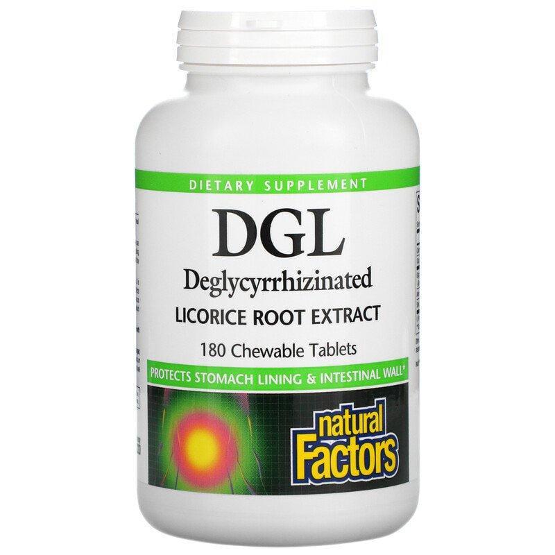 Гліциризинат екстракту з кореня солодки Natural Factors DGL 180 жувальних таблеток
