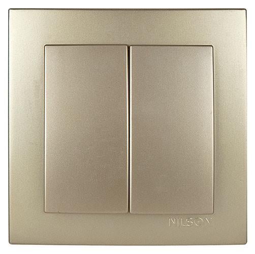 Выключатель двухклавишный Nilson Touran Золотой (27548803)