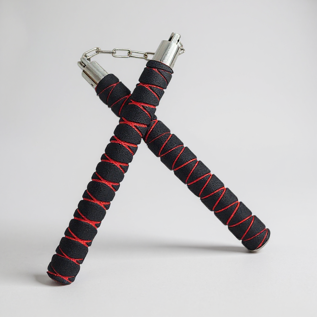 Нунчаки тренировочные Univerza с цепью неопреновым покрытием для начинающих Черно-красный