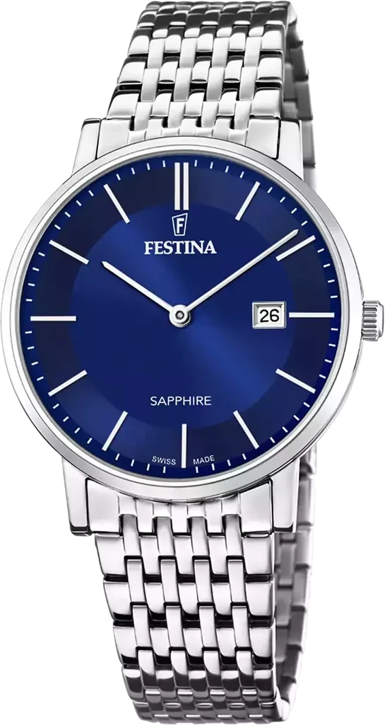 Наручные часы мужские Festina Classics F20018/2 со стальным корпусом и синим циферблатом