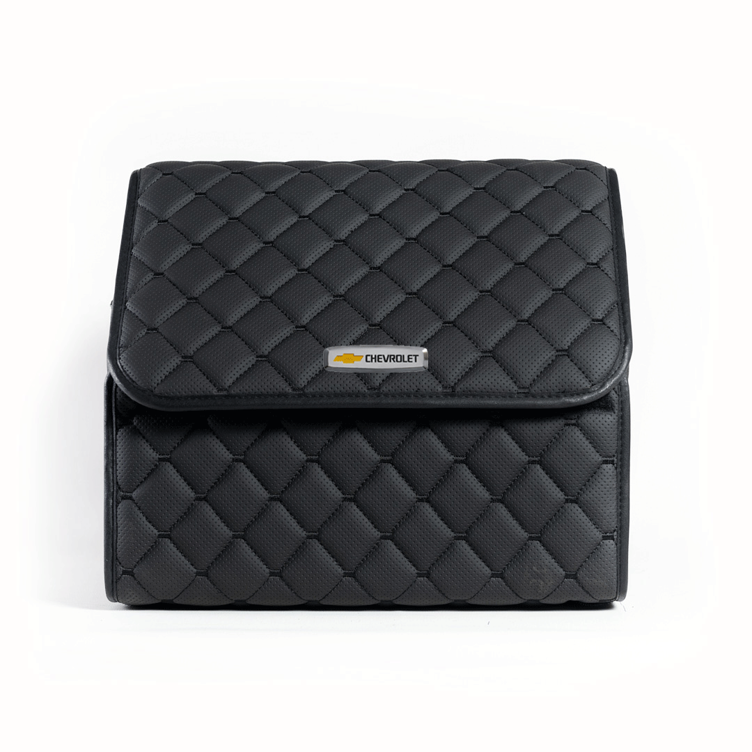 Сумка-органайзер с лого Chevrolet в багажник CarsBAG Экокожа 30x35x30 см Черный (acb-1036-5-30х35х30-017)