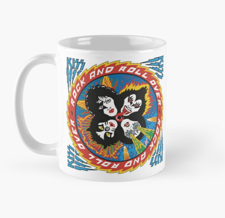 Чашка керамическая с принтом Kiss Rock And Roll 330 мл Белый (ПН94Ч)