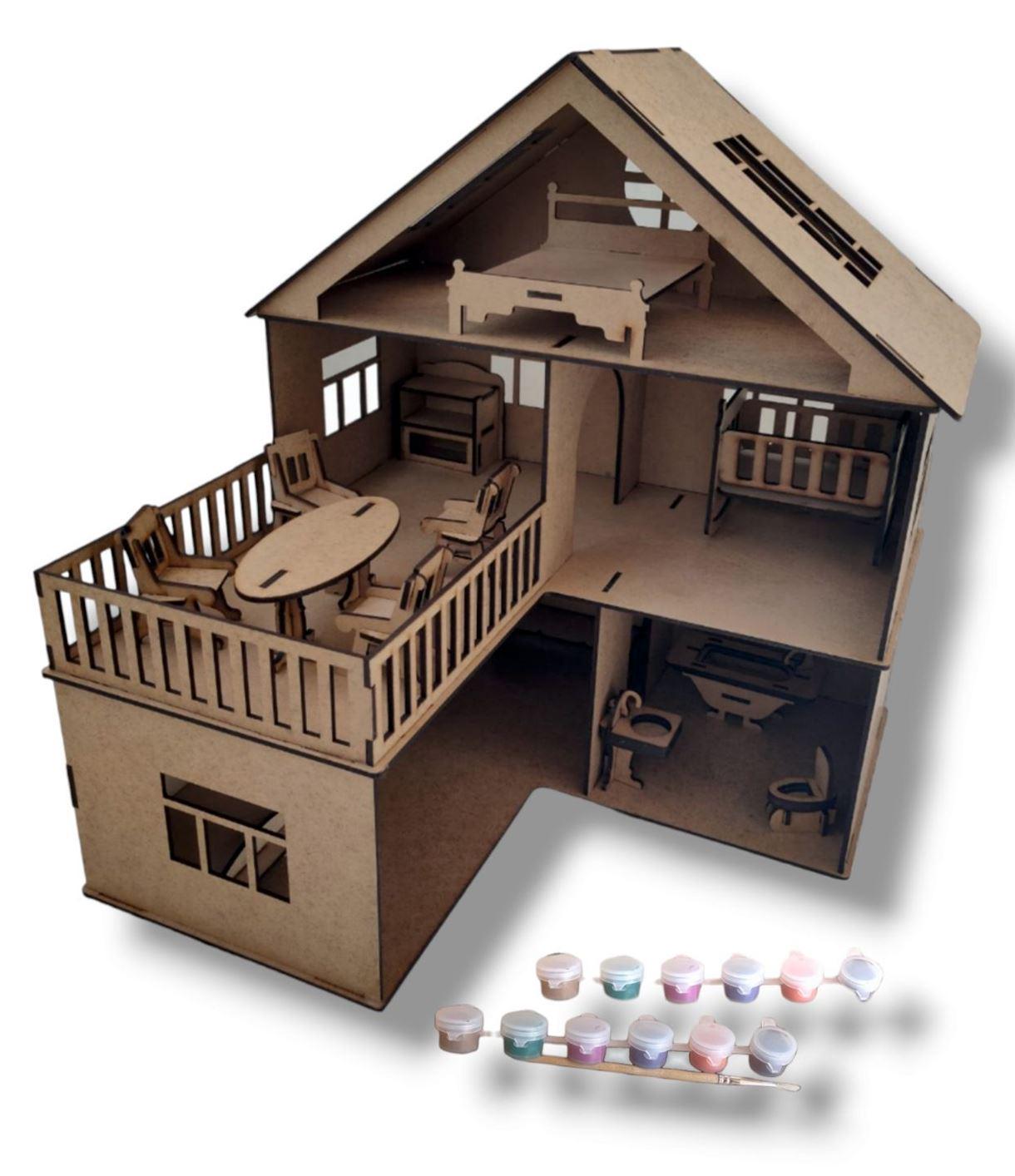 Ляльковий будиночок з меблями FlyShip з фарбами (400-1023)