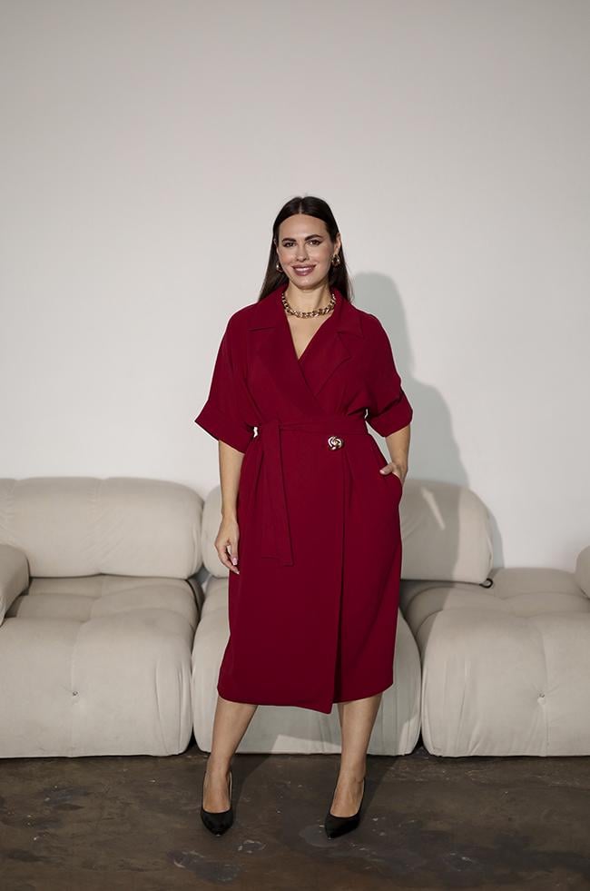 Платье женское Lipar миди на запах р. 52 Бордовый (3748/30674411)