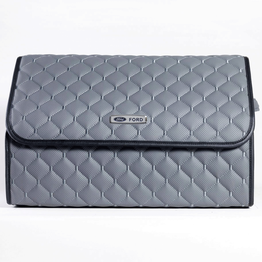 Сумка-органайзер с лого Ford в багажник CarsBAG Экокожа 30x50x30 см Серый (acb-1036-4-30х50х30-019)