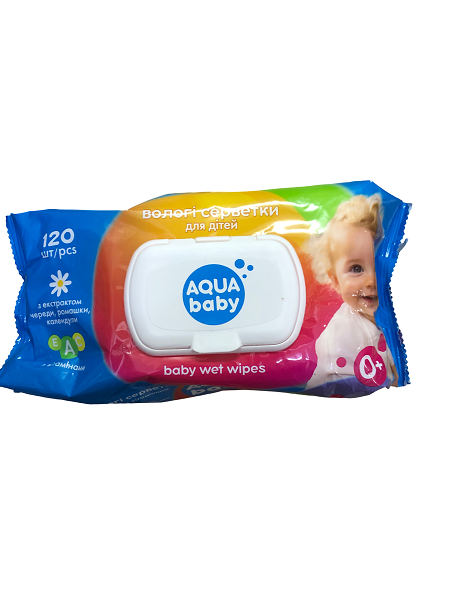 Серветки вологі Aqua baby з клапаном 120 шт. (БА260226)