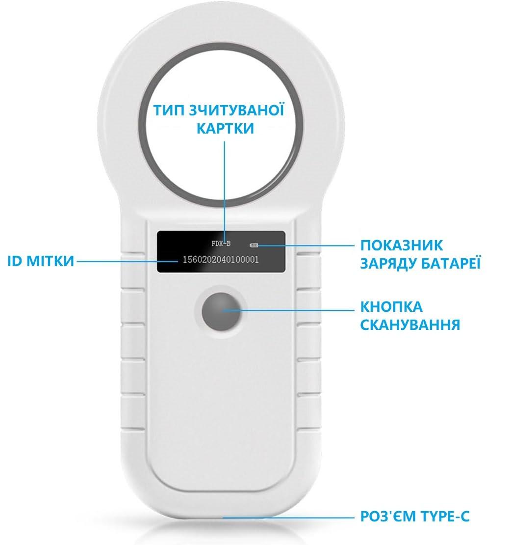 Зчитувач чіпів ветеринарний RFID 134,2KHz Чорний (74056665) - фото 9