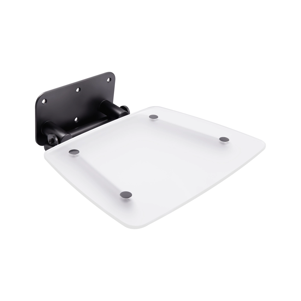 Сидение откидное Qtap Comfort для душа квадратный металлический крепеж в стену Черный (COMFBLA5035)