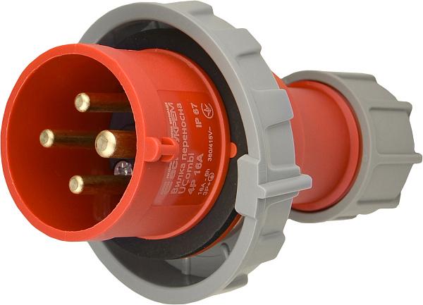 Силовая вилка АСКО-УКРЕМ UCombi 3P+PE 16А 415 В переносная полиамид IP67 Красный (A0080010108)