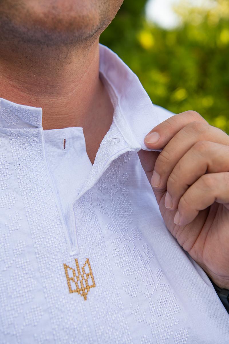 Вышиванка мужская из льна с длинным рукавом M Белый (2362547990) - фото 2 Вышиванка мужская из льна с длинным рукавом M Белый (2362547990) - фото 2