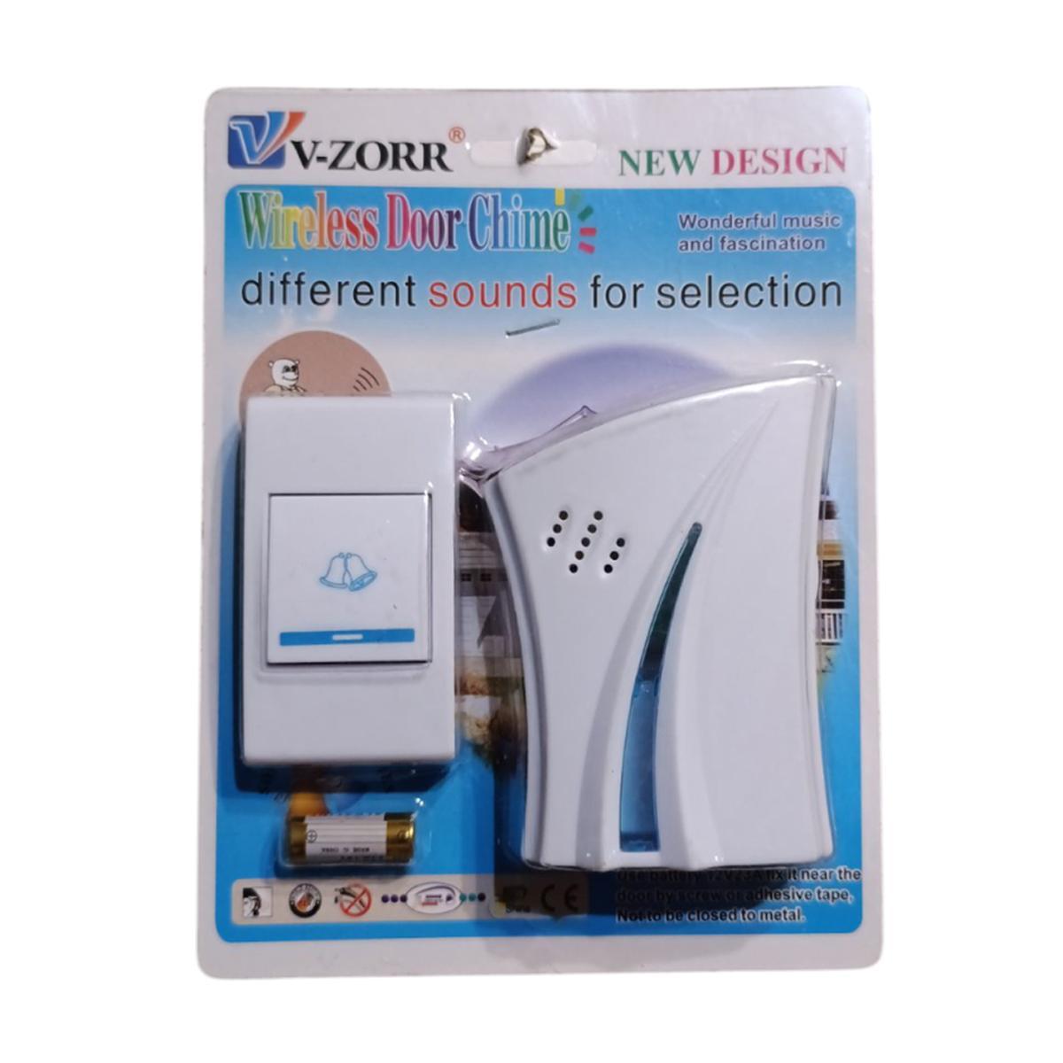 Звонок дверной беспроводной V-ZORR DC-828 WL-638 32 мелодии на батарейках White/Blue (200289)