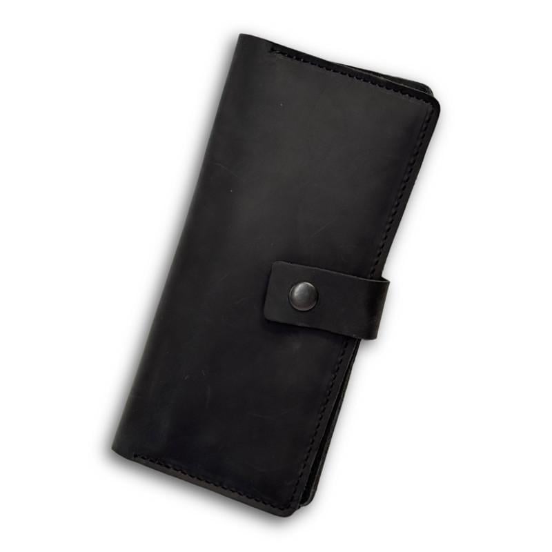 Кошелек на кнопке кожа-крейзи Gorillas Accessories Черный (FR28)