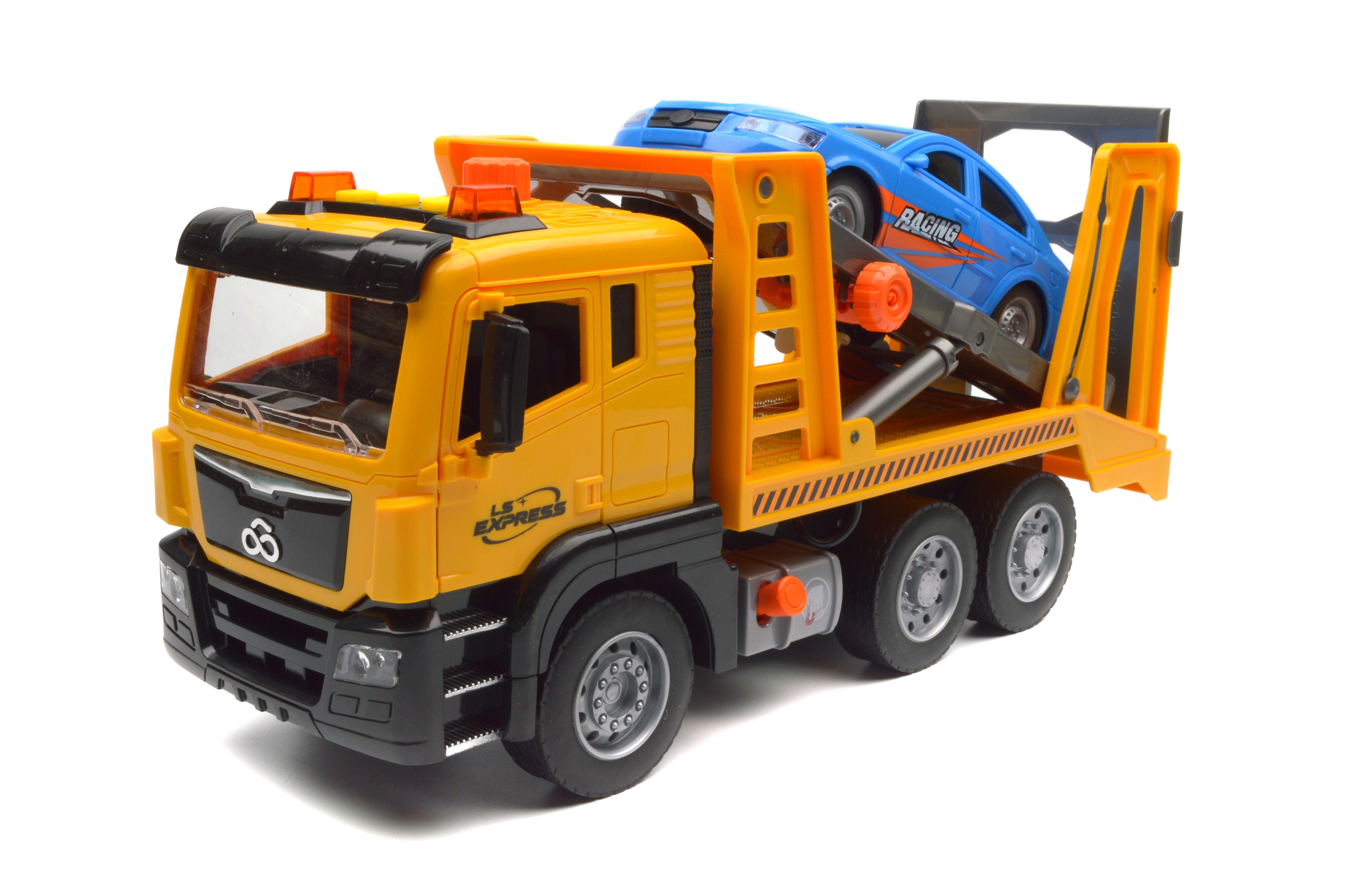 Игрушка Автовоз WY1120B инерция/звук/свет/насосный механизм/подъем платформы (WY1120B)