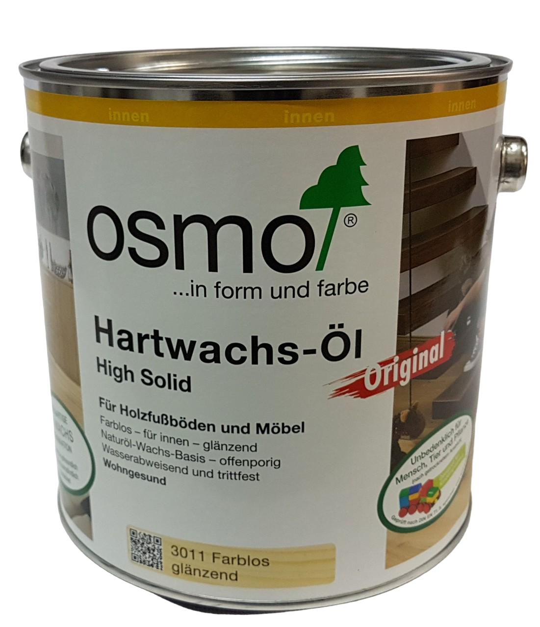 Масло-воск для паркета OSMO Hartwachs-Öl 3011 0,125 л глянцевый Безцветный - фото 1