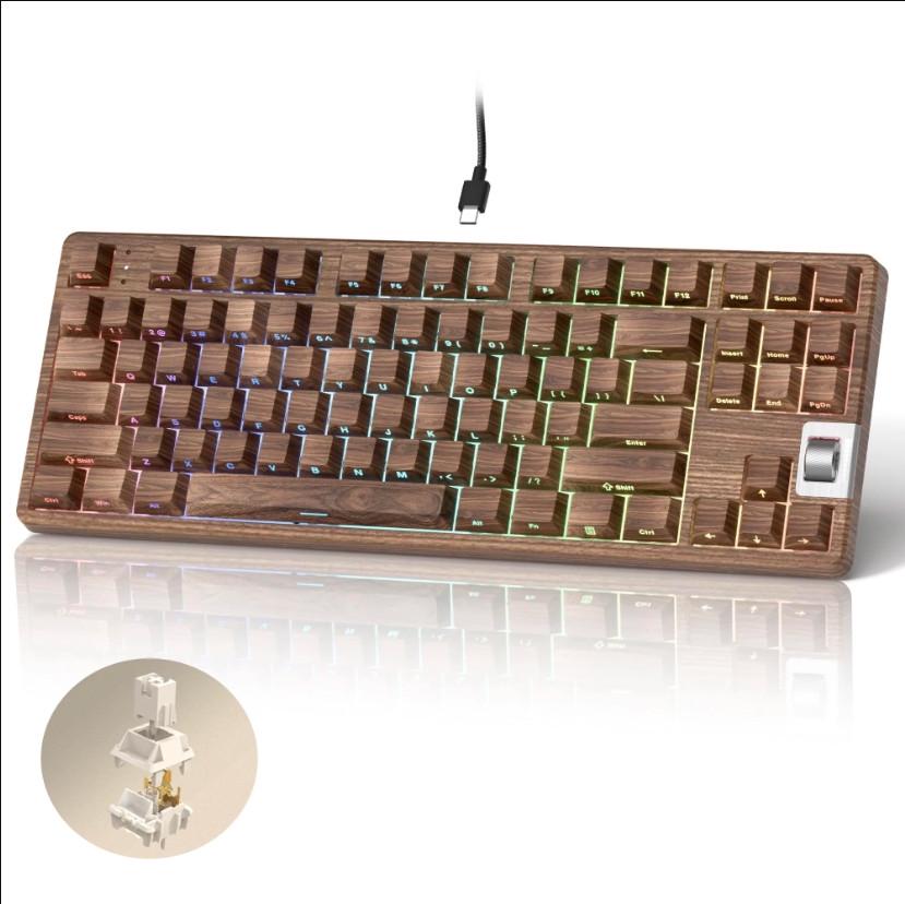 Клавіатура механічна дротова Womier F87 75% з колесом гучності RGB/PBT та hotswap (2671459066) - фото 2 Клавіатура механічна дротова Womier F87 75% з колесом гучності RGB/PBT та hotswap (2671459066) - фото 2