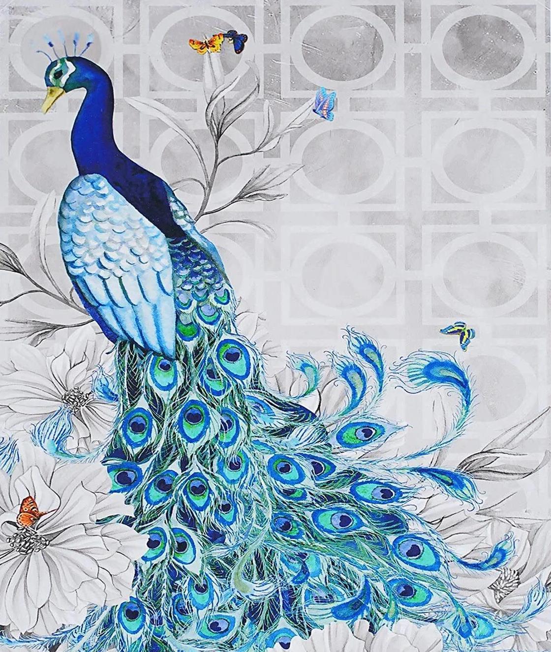 Алмазна мозаїка TK Group AL 86435/30 Чарівний павич зі стразами різної форми в коробці 40х50 см (24707725)