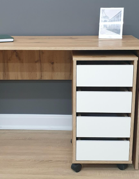 ᐉ Мобільна тумба на роликах P 350х400х700 мм Дуб Аппалачі/Білий • Краща ціна в Києві, Україні • Купити в Епіцентр