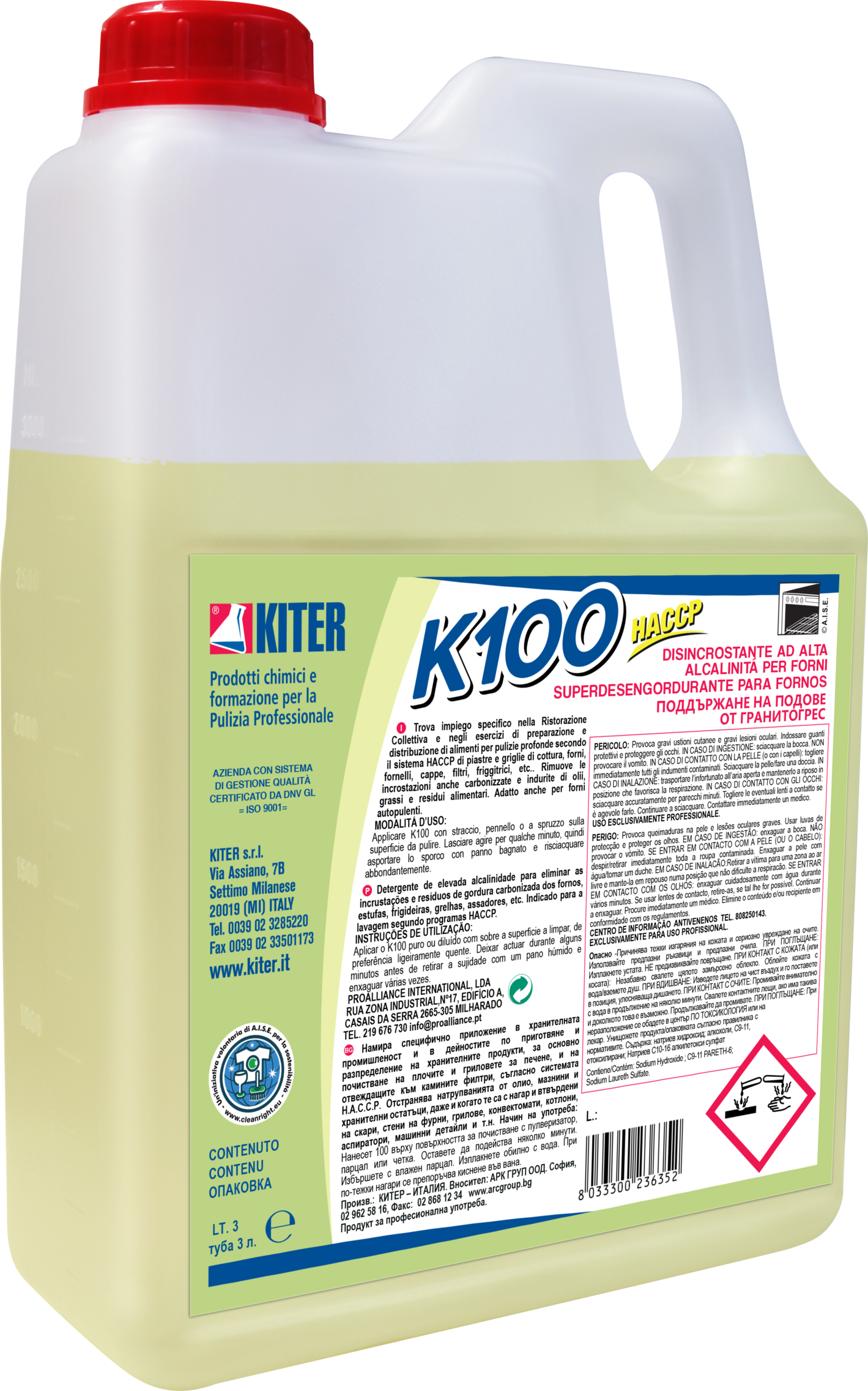 Лужний засіб для чищення плит Kiter K100 LT 3 л (20006.3L)