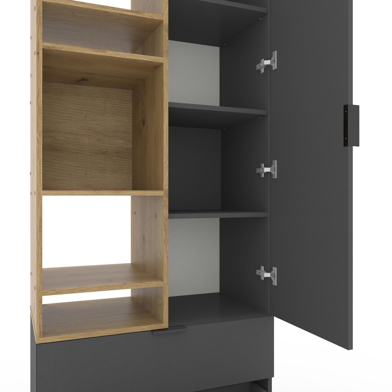 Шкаф Metkas Home A001L ЛДСП 800x420x2300 мм Антрацитовый/Дуб Артизан - фото 3 Шкаф Metkas Home A001L ЛДСП 800x420x2300 мм Антрацитовый/Дуб Артизан - фото 3