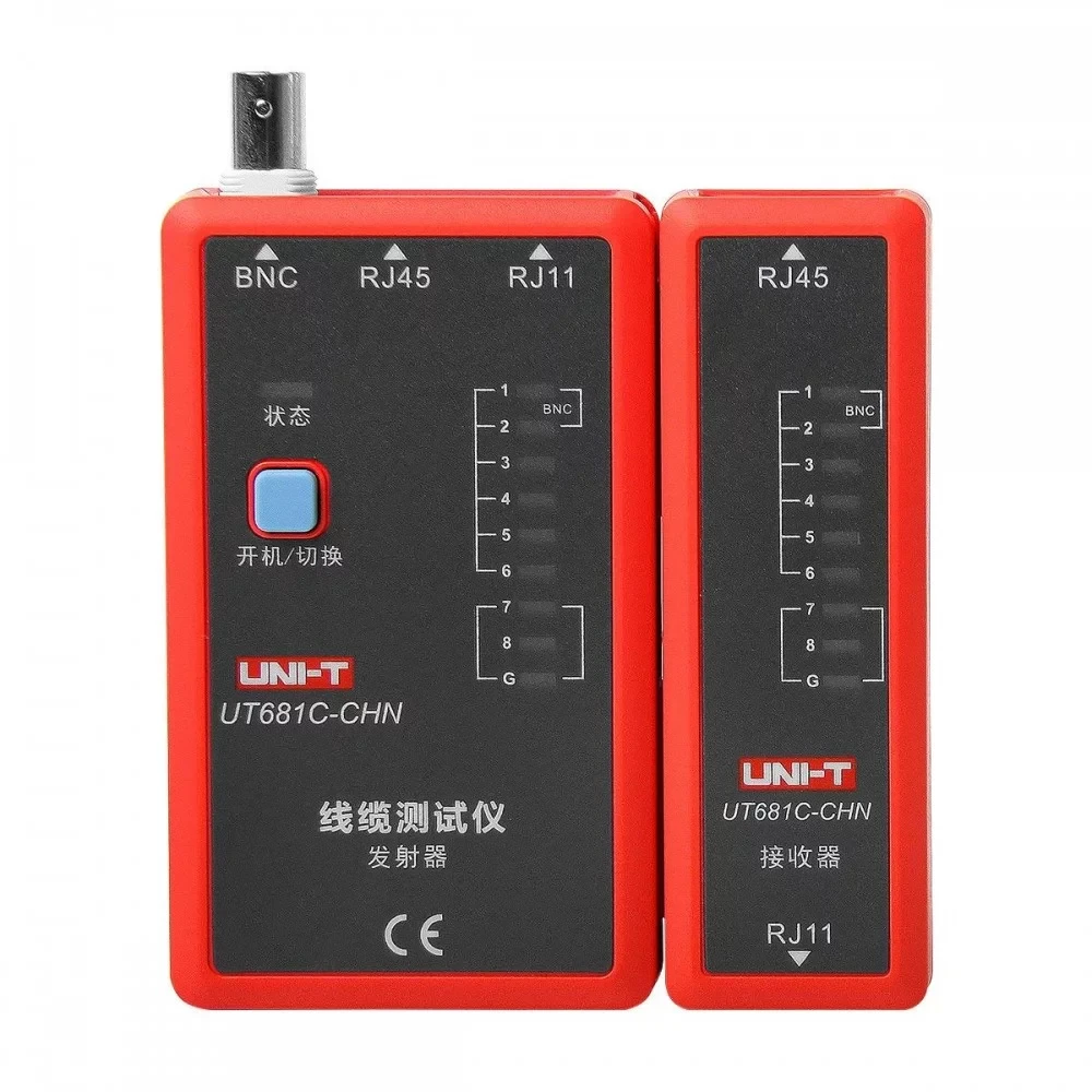 Тестер кабеля профессиональный UNI-T UT681C для RJ45 RJ11 BNC с режимом быстрого тестирования Красный (168-31-25-070)