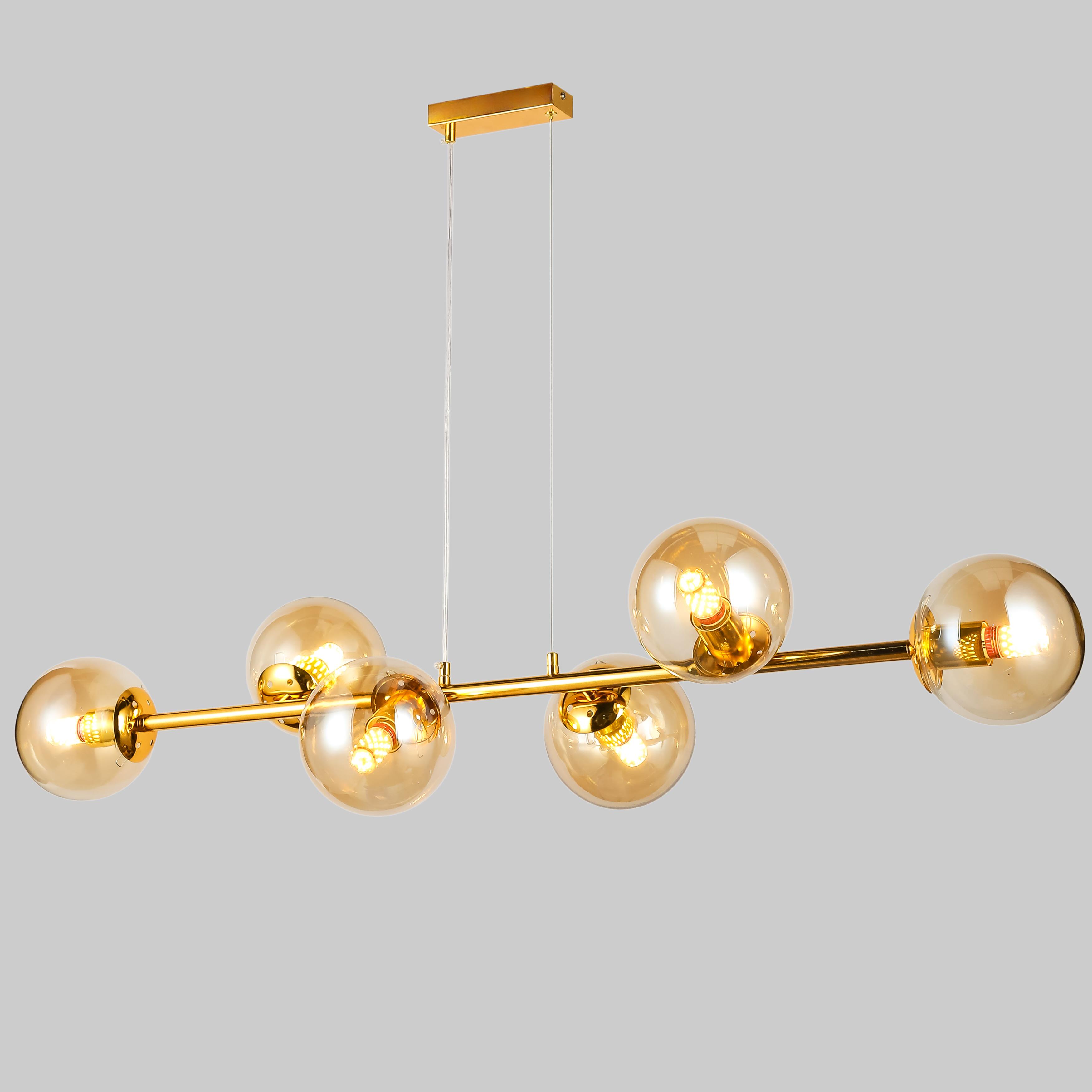 Люстра длинная на 6 ламп 115 см Золотой (84-1021-6 DDG+BR)