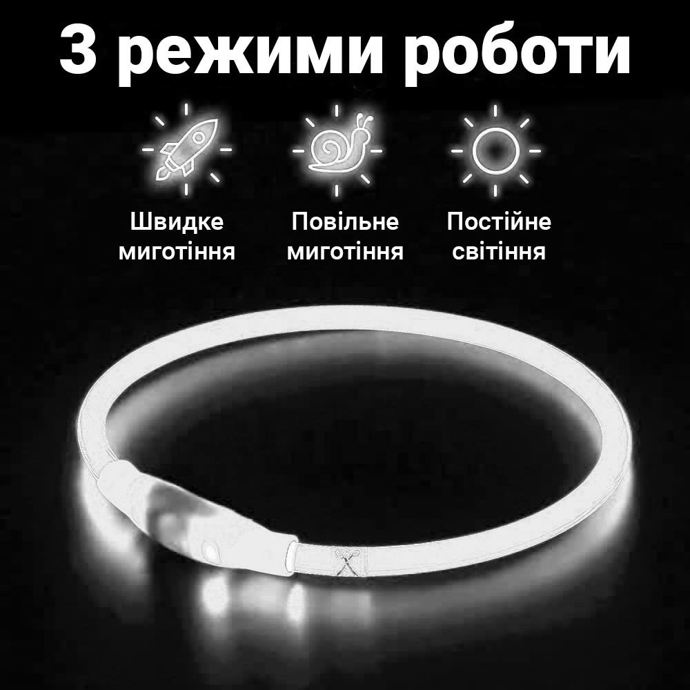 Ошейник iPets LC-01 с LED свечением L Белый - фото 4 Ошейник iPets LC-01 с LED свечением L Белый - фото 4