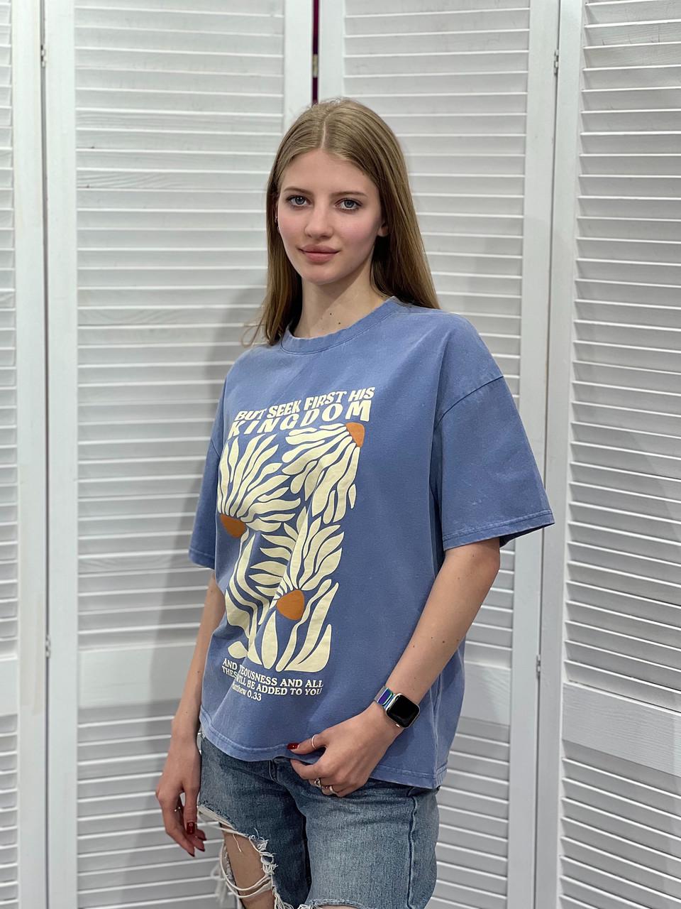 Футболка женская But Seek First His Kingdom OS Голубой (#25066-10-02) - фото 2
