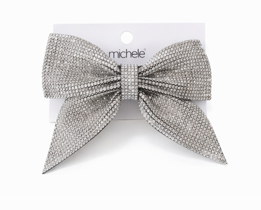 Заколка Бант с мелкими блестящими стразами Серебристый (2932880048)