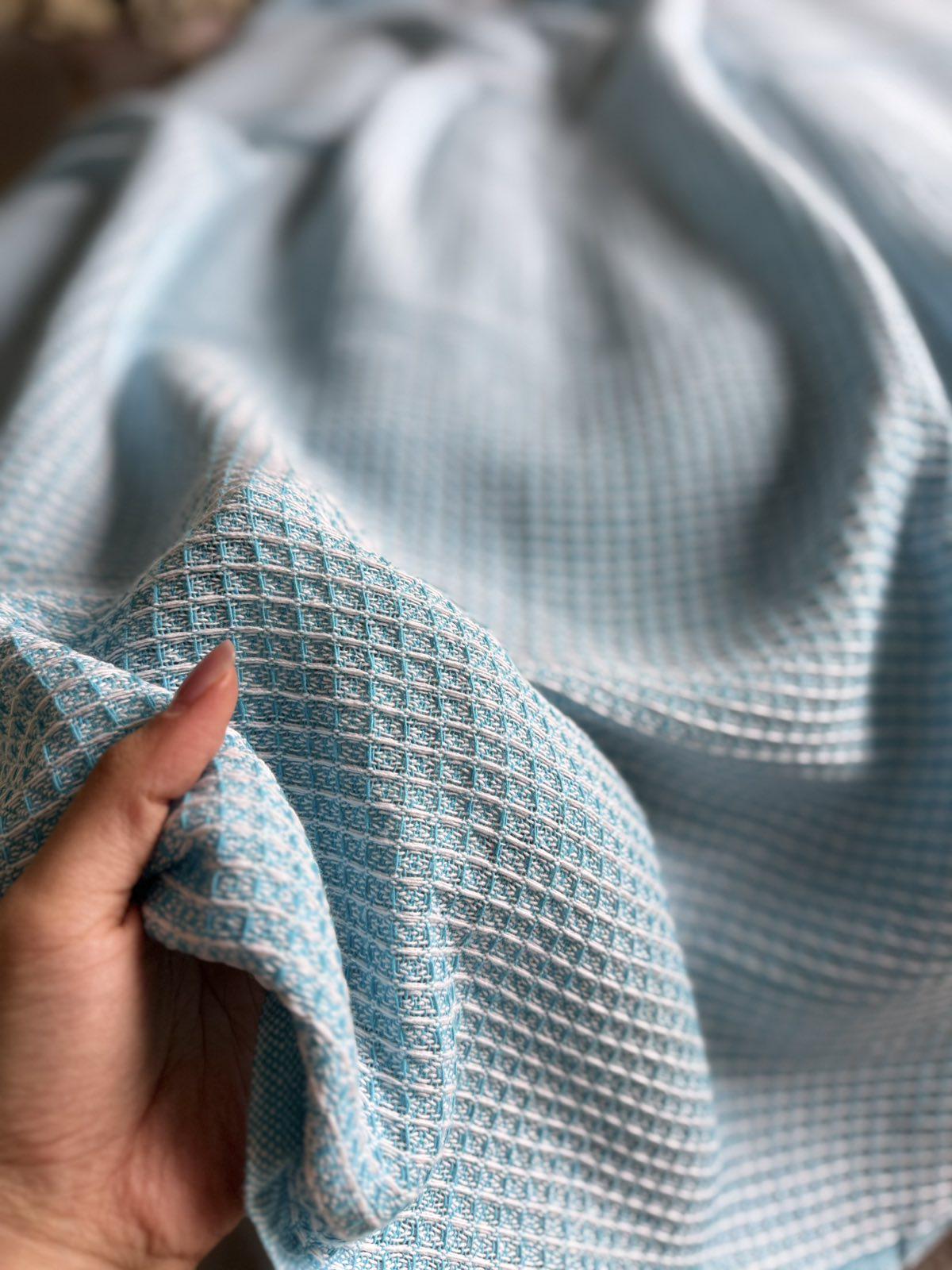 Простынь вафельная ZEINTEX хлопчатобумажная 200х220 см Голубой (26417920) - фото 2