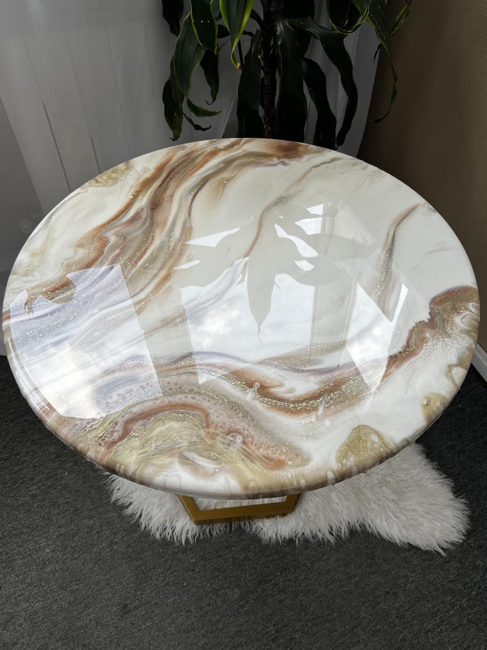 Столик журнальный круглый APOLLO-13 из эпоксидной смолы 50х50 см - фото 2