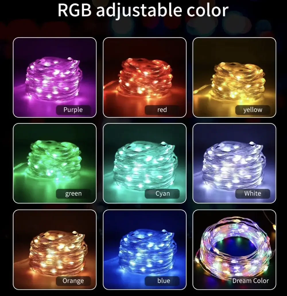 Гирлянда уличная умная Bluetooth 100 LED RGB с управлением с телефона 10 м - фото 3