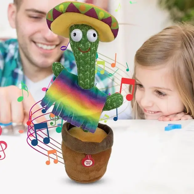 Интерактивная игрушка танцующий поющий кактус Dancing Cactus аккумуляторный от USB с украинскими песнями (01205) - фото 3