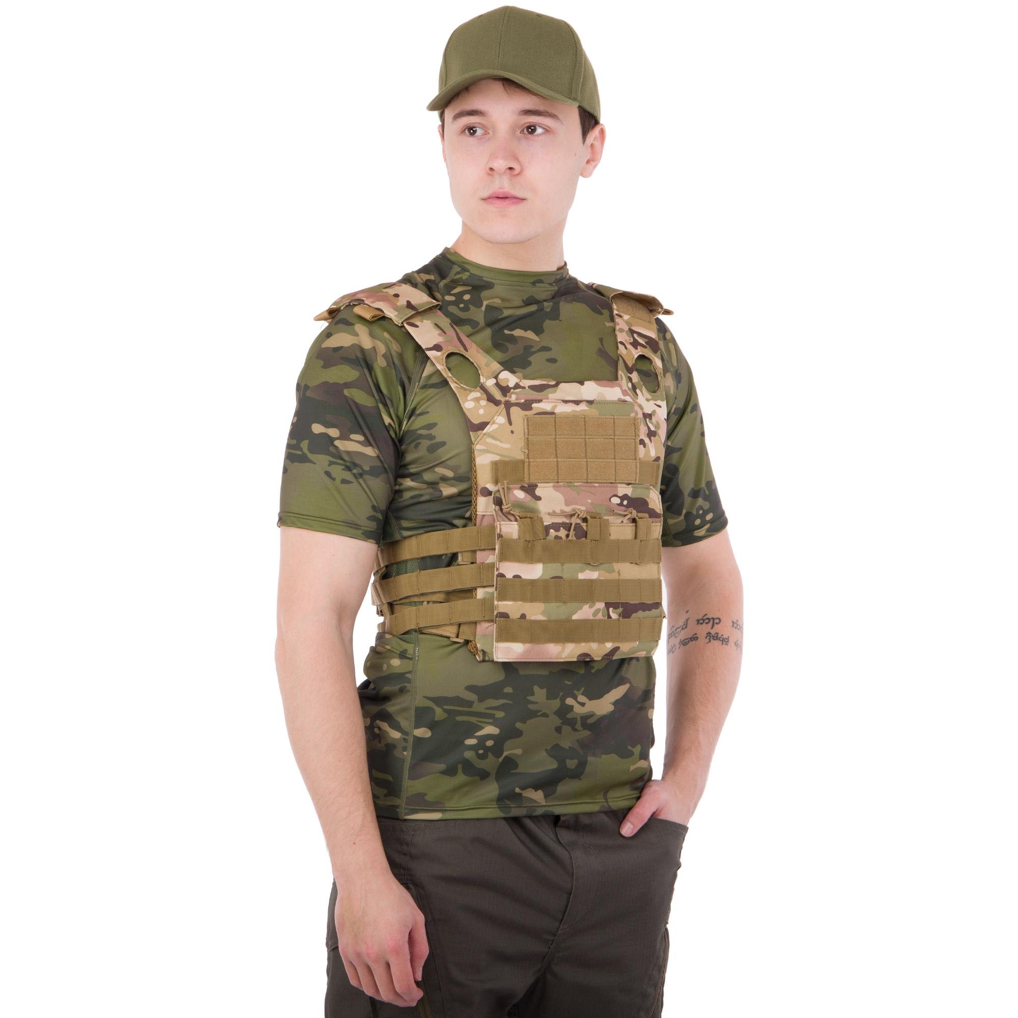 Плитоноска для бронепластин Military Rangers із системою MOLLE Камуфляж Multicam (ZK-5515)