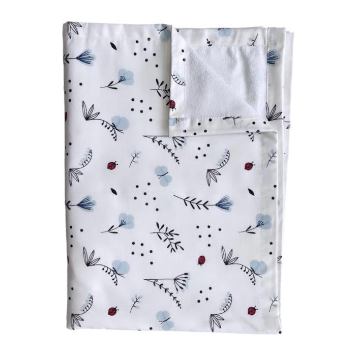 Пелюшка багаторазова Квіточки з метеликами №41 непромокальна Блакитний (144059)