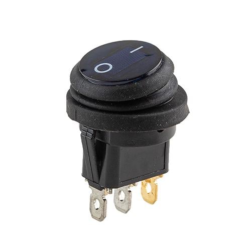 Переключатель on-off с подсветкой 12V круглый 3pin Blue 22Х22Х17 мм 20A (YJ-WF04B)
