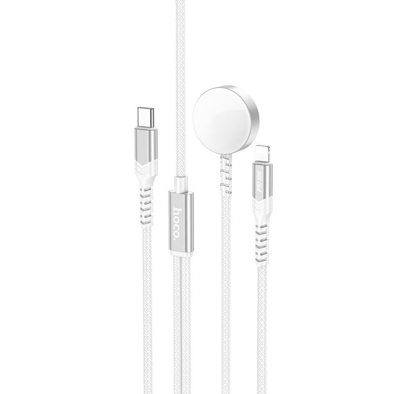 Зарядное устройство беспроводное Hoco CW54 2in1 для Apple Watch Type-C/Lightning White (00000071107_2)
