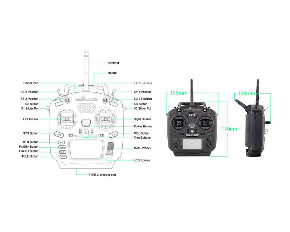 Апаратура керування FPV RadioMaster TX12 MKII СС2500 для дрона/квадрокоптера та літака - фото 11