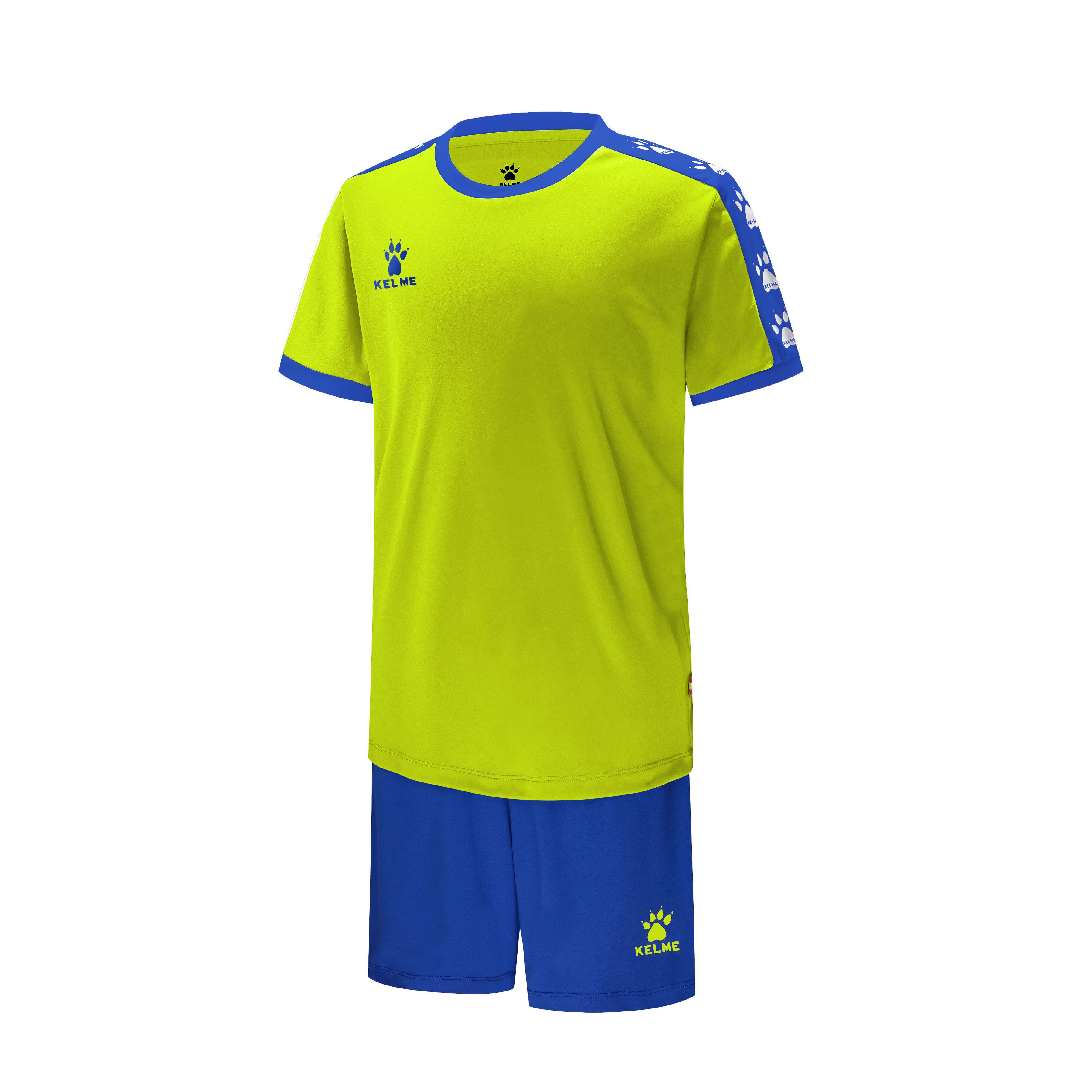 Комплект футбольной формы детский Kelme College к/р р. 120 Салатовый/Синий